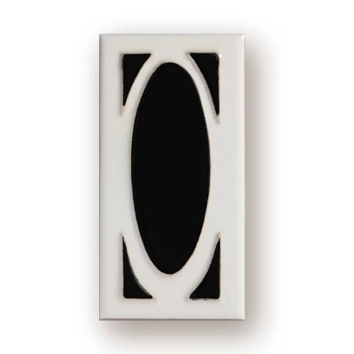 Handmade ceramic retro doorplate with enamel art decoration measuring 76mm by 152mm