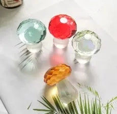 Colourful geometric crystal mushroom decorative sculpture measuring 40mm by 53mm