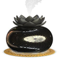 Pure black lotus-shaped USB humidifier with single fog outlet on round base
