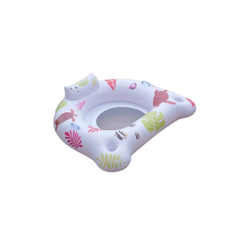 White luminous U-shaped inflatable seat float on water measuring 120x120cm