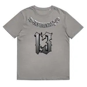A loose-fit cotton short-sleeve T-shirt with a round neck, shown in grey, khaki, pink, or purple.