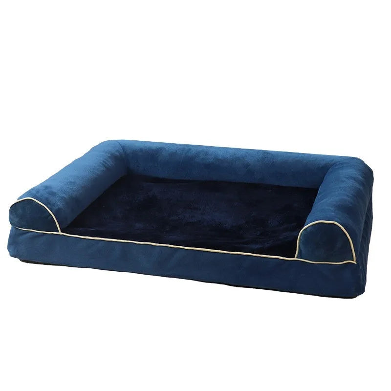 Square-shaped dog bed with sponge cushion, shown in a neutral colour like light grey or beige.