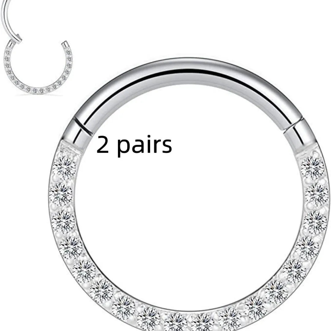 Stainless steel seamless nose ring jewellery showing colour options including gold, rose gold and black finishes