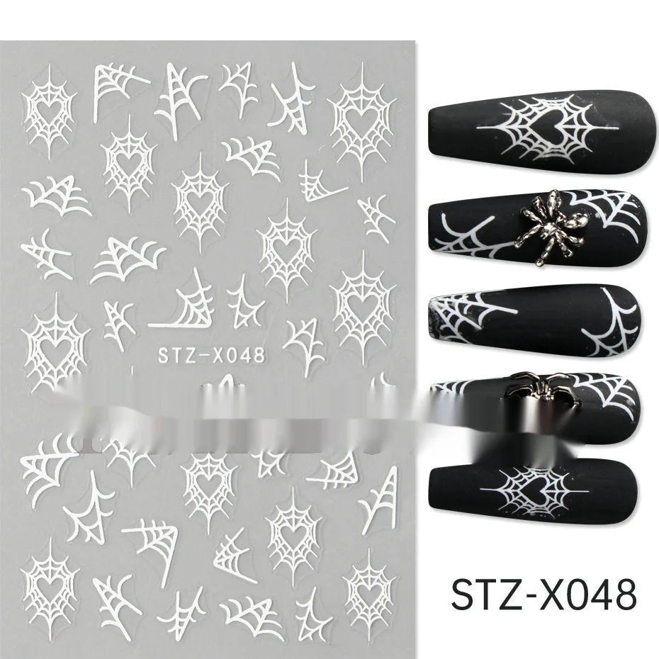 Black and silver strip cartoon nail art stickers on plastic patch
