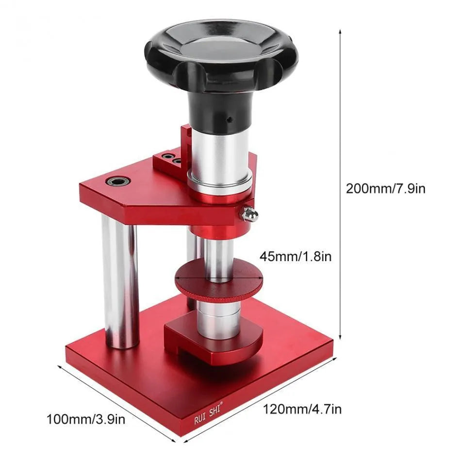 Watch back cover press tool with spiral cap presser and 20 plastic moulds for household watch repair