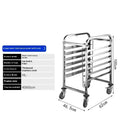 Six-tier stainless steel baking tray rack with secure locking clips