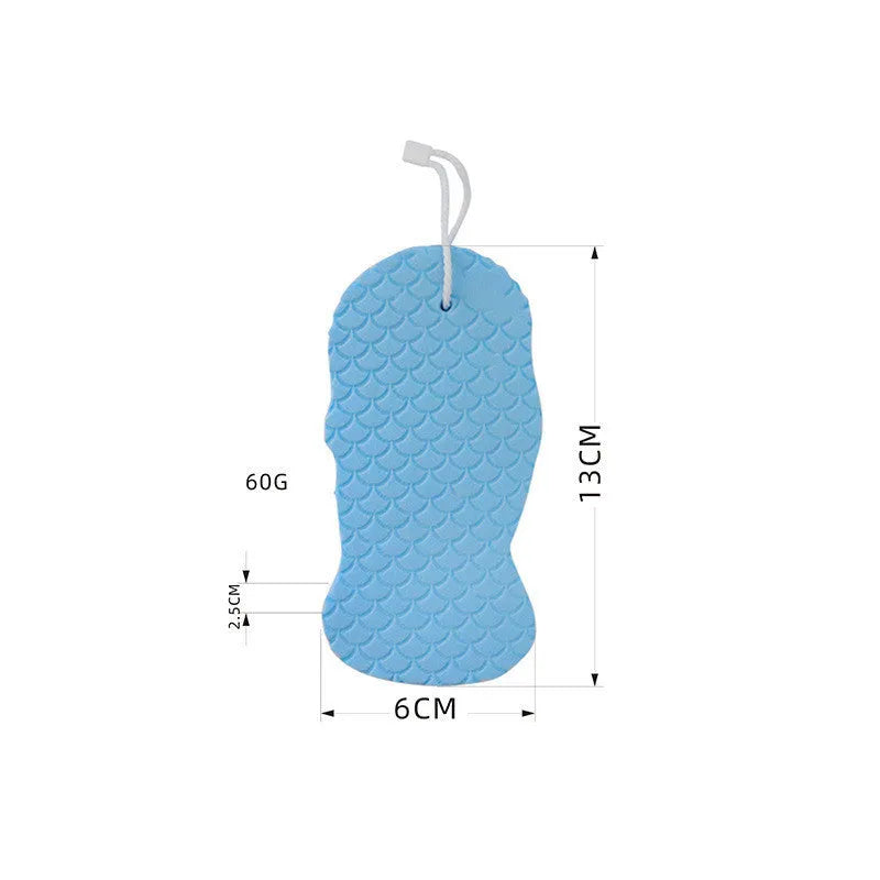 3D fish scale pattern bath sponge in light blue colour showing textured exfoliating surface