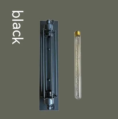 Industrial style retro flute wall lamp in iron with black, bronze, rust, and silver finish options.