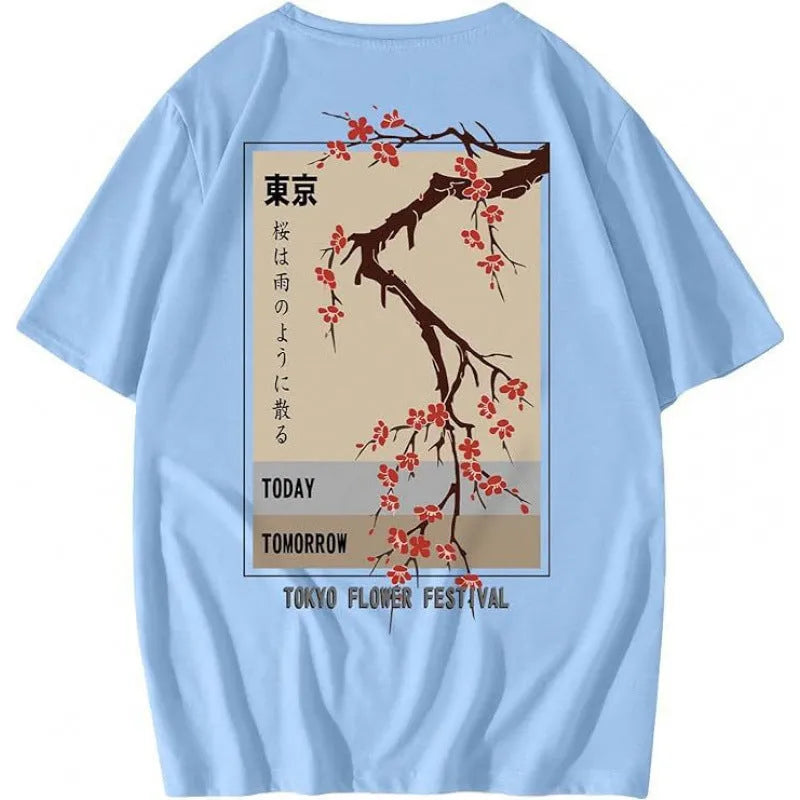 Men's grey printed short-sleeved casual t-shirt on a hanger