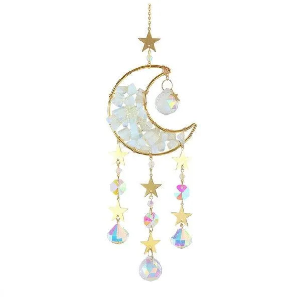 K9 crystal moon car pendant on 420mm chain in blue colour option