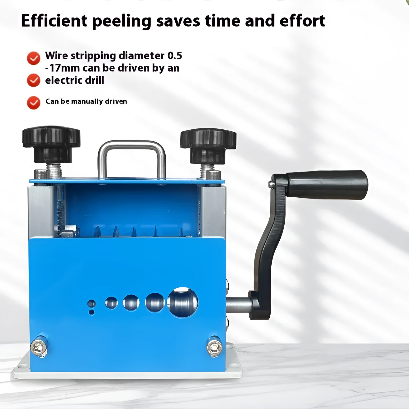 SD-017 manual wire stripping machine for 0.5-17mm cables on a workbench.