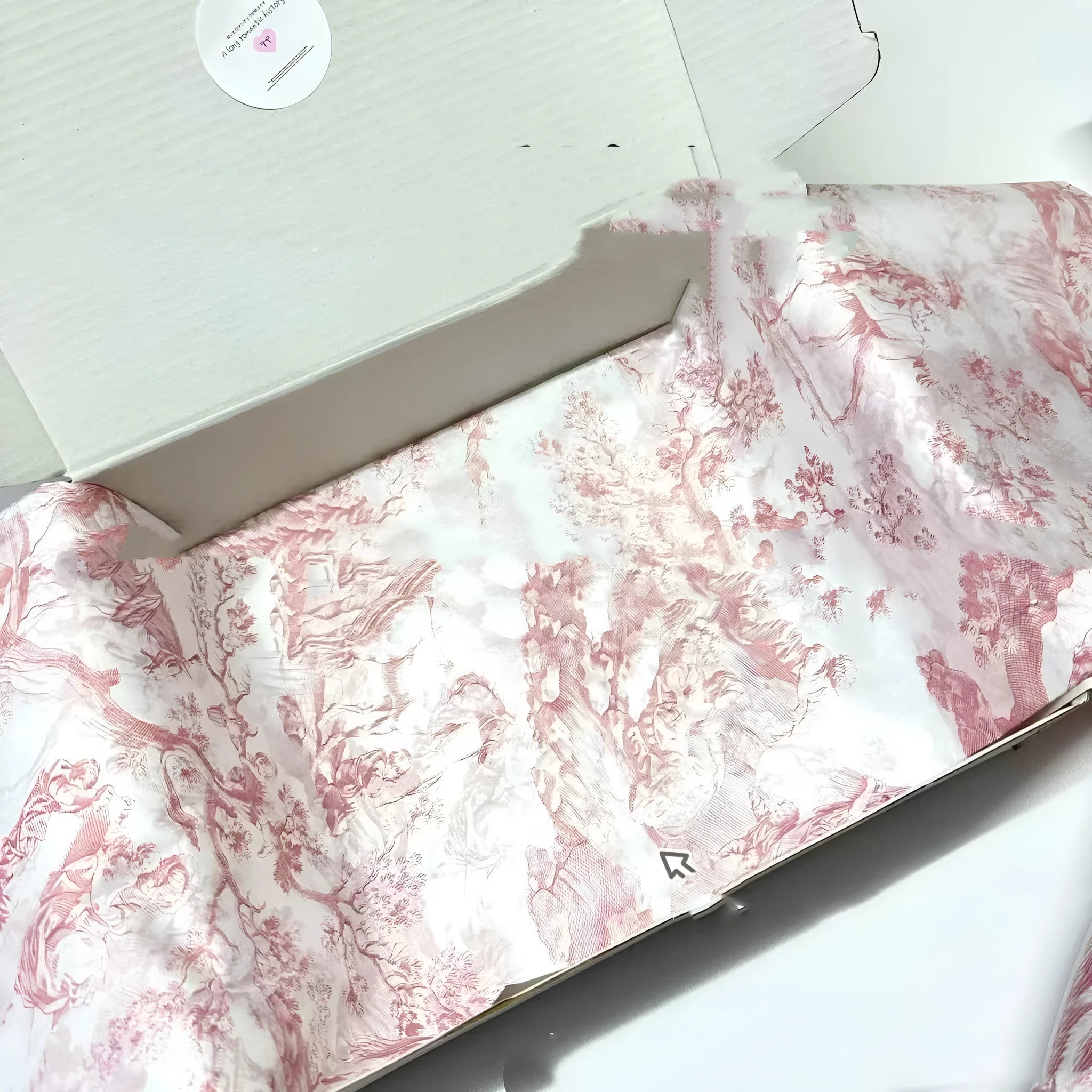 French romance decorative tissue paper sheet measuring 50x70cm in pink purple colour with retro style pattern