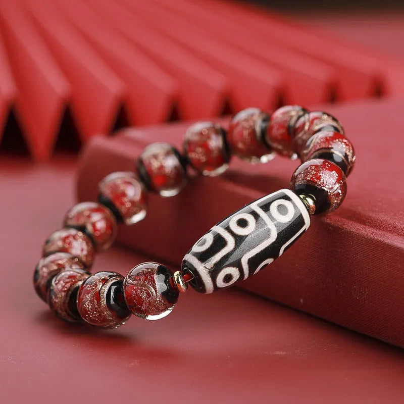 Chinese coloured glaze lucky bracelet with ancient five-colour snake pattern.