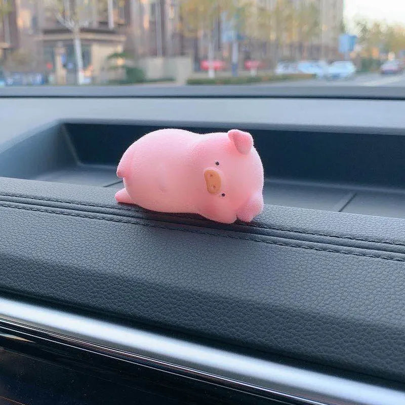 Cartoon pig figurine car dashboard ornament made from resin in various style options