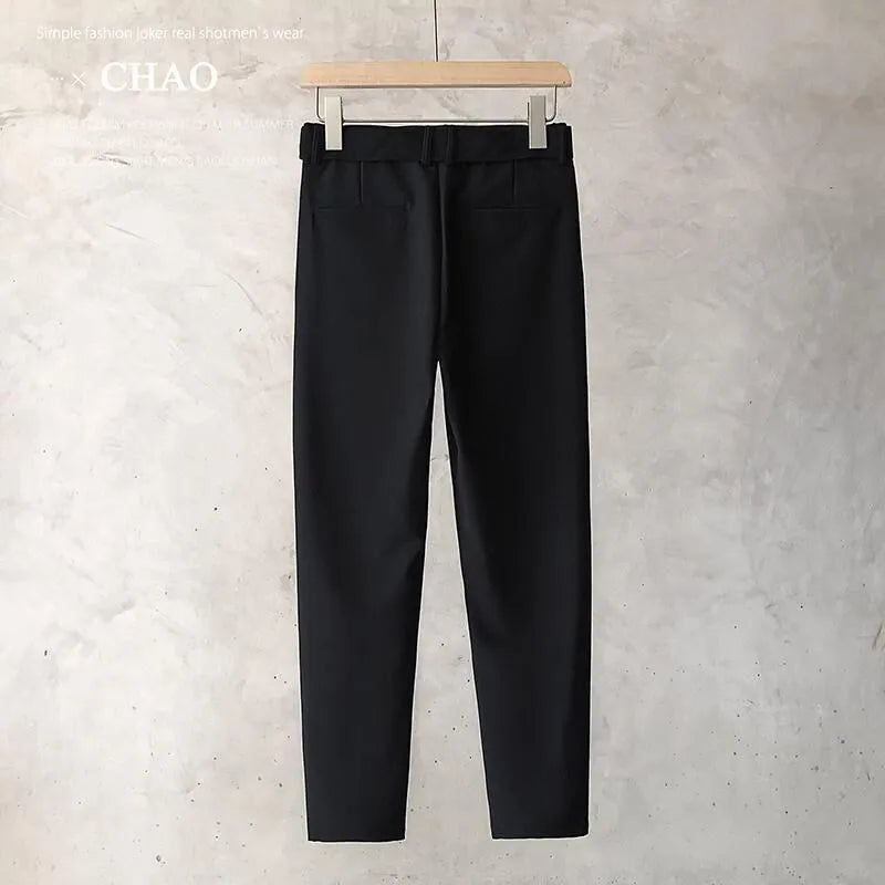 Boys slim straight wool trousers in tapered cut with straight leg opening