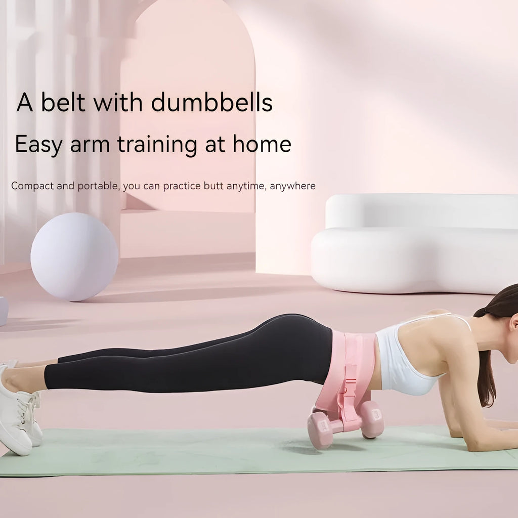 Adjustable hip bridge training belt for weight-bearing exercises with dumbbells or barbells