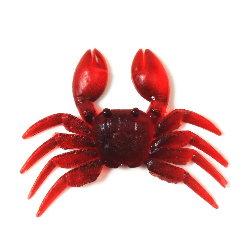 PVC crab fishing lure in brown and red colour options measuring 8cm for bottom-feeding fish