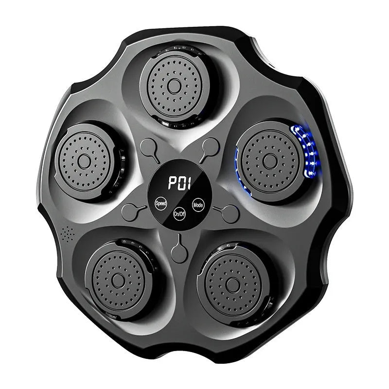 Wall-mounted boxing target with Bluetooth music recognition system and included gloves