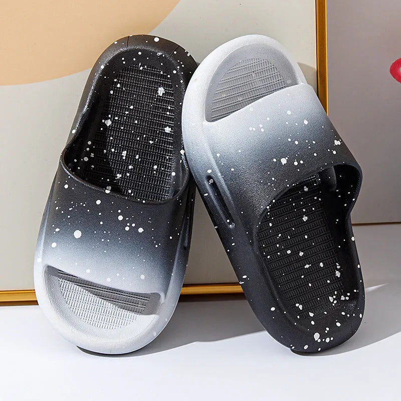 Gradient coloured PVC summer slippers for children with non-slip soles