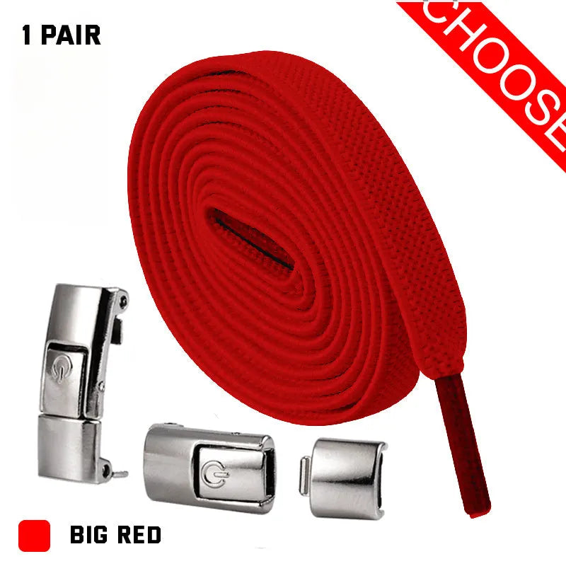 Press lock elastic shoelaces with 8mm widened flat design in various colours