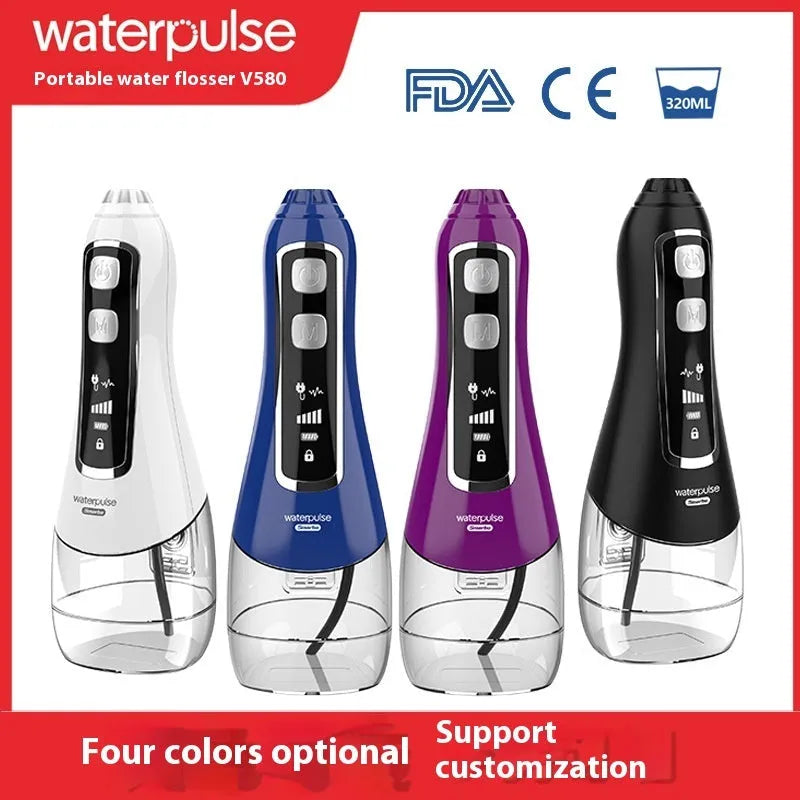 V580 portable 320ml electric dental irrigator water flosser in blue for adult oral hygiene