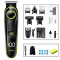 Black KM-696 rechargeable electric hair clipper kit with stainless steel blade and USB charging cable