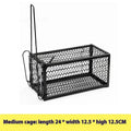 Automatic mouse trap cage in small, medium, and large sizes with metal and plastic construction