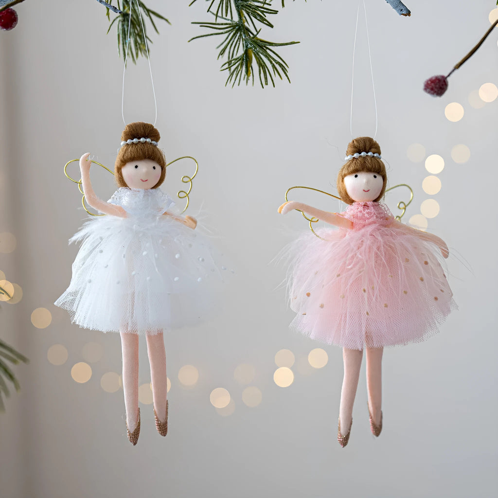 Pink and white ballet girl plush angel doll pendant with modern simplicity cloth construction