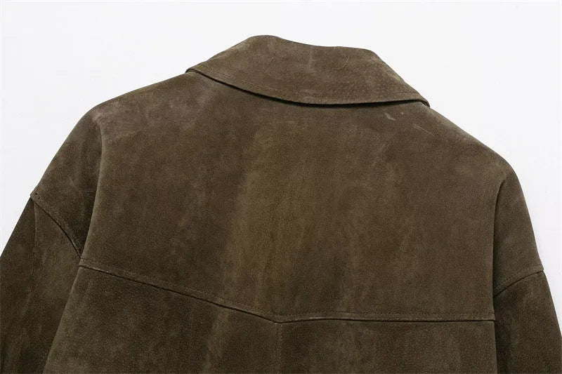 Women's casual PU jacket in picture colour with Korean Japanese styling