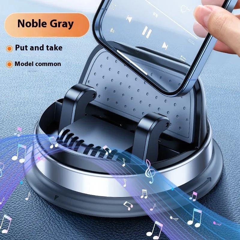 YQ09 rotating support suction cup phone holder on dashboard in black color with 360 degree rotation feature
