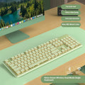 Prewalker V3 wired and wireless keyboard and mouse set in retro green colour on a desk