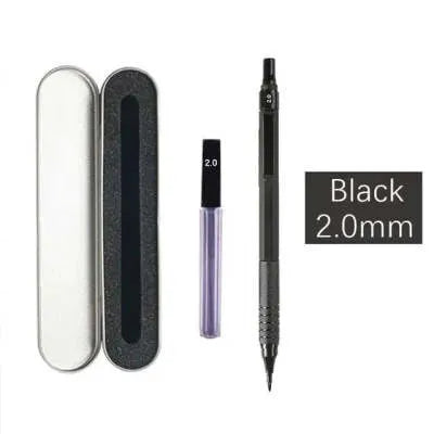 Metal automatic mechanical pencil with 0.5mm to 2.0mm lead size options