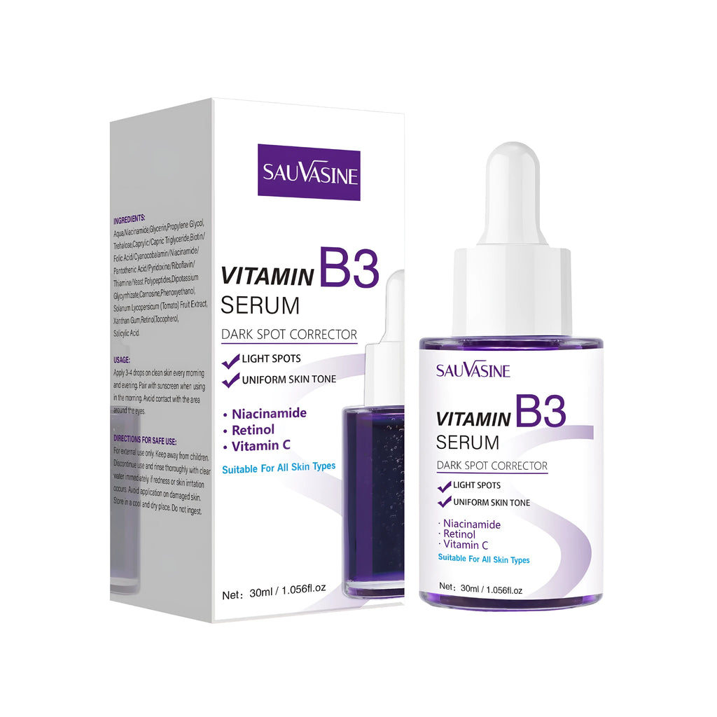 30ml Vitamin B3 facial essence serum in glass bottle for nourishing and moisturising skincare