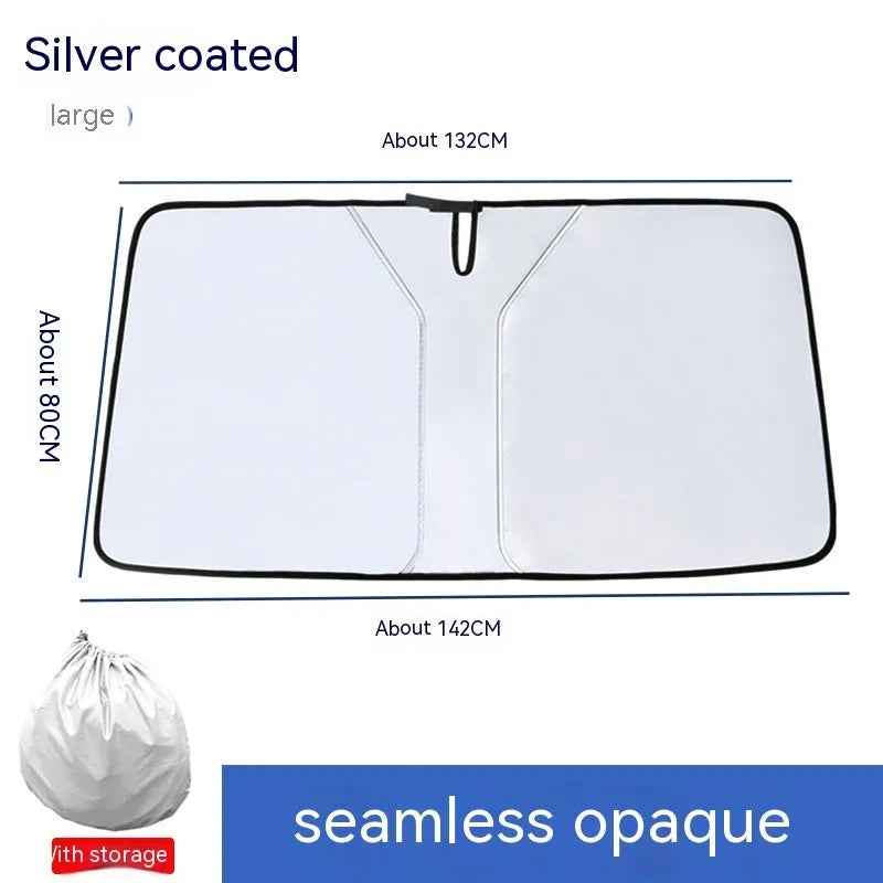 Car double ring front windscreen sun shield in titanium silver colour showing heat reflection coating