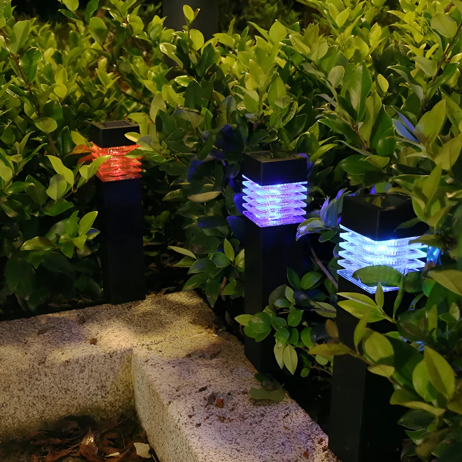 Solar lawn ground lamp with cuboid shape for courtyard garden lighting