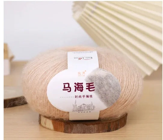 Mohair wool ball for DIY scarf kit with 34 colour options including white, grey, pink and blue