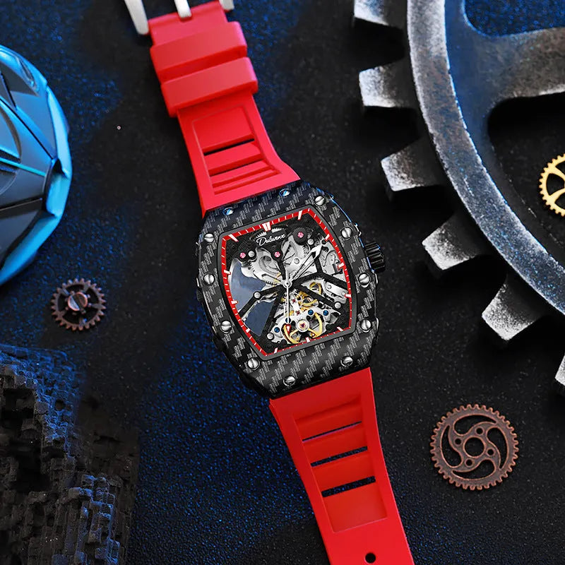 Mechanical waterproof luminous men's watch with mineral glass and stainless steel buckle