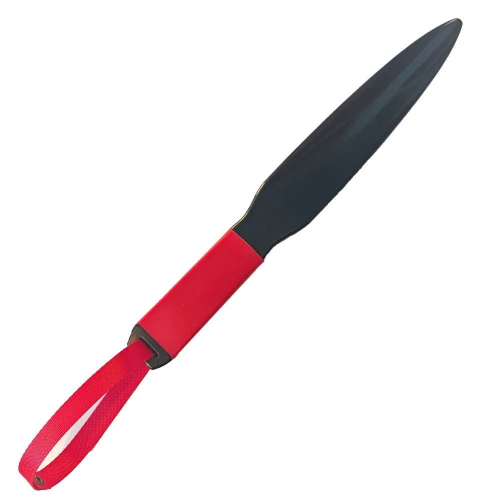 Blue handled nylon dog break stick for training, shown with measurement scale indicating 35 cm length