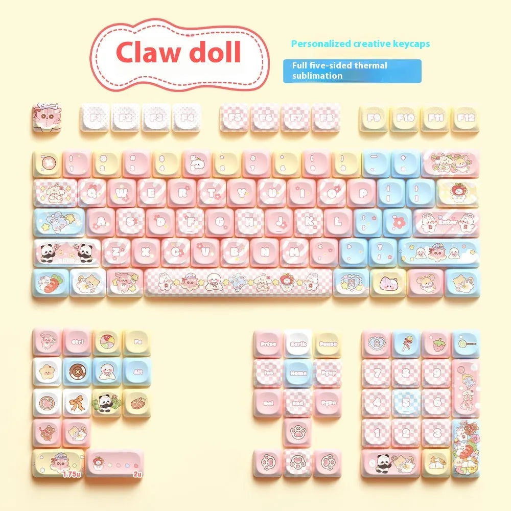 Clip doll artwork mechanical keyboard key caps with sublimation printing in 112 or 120 key configurations