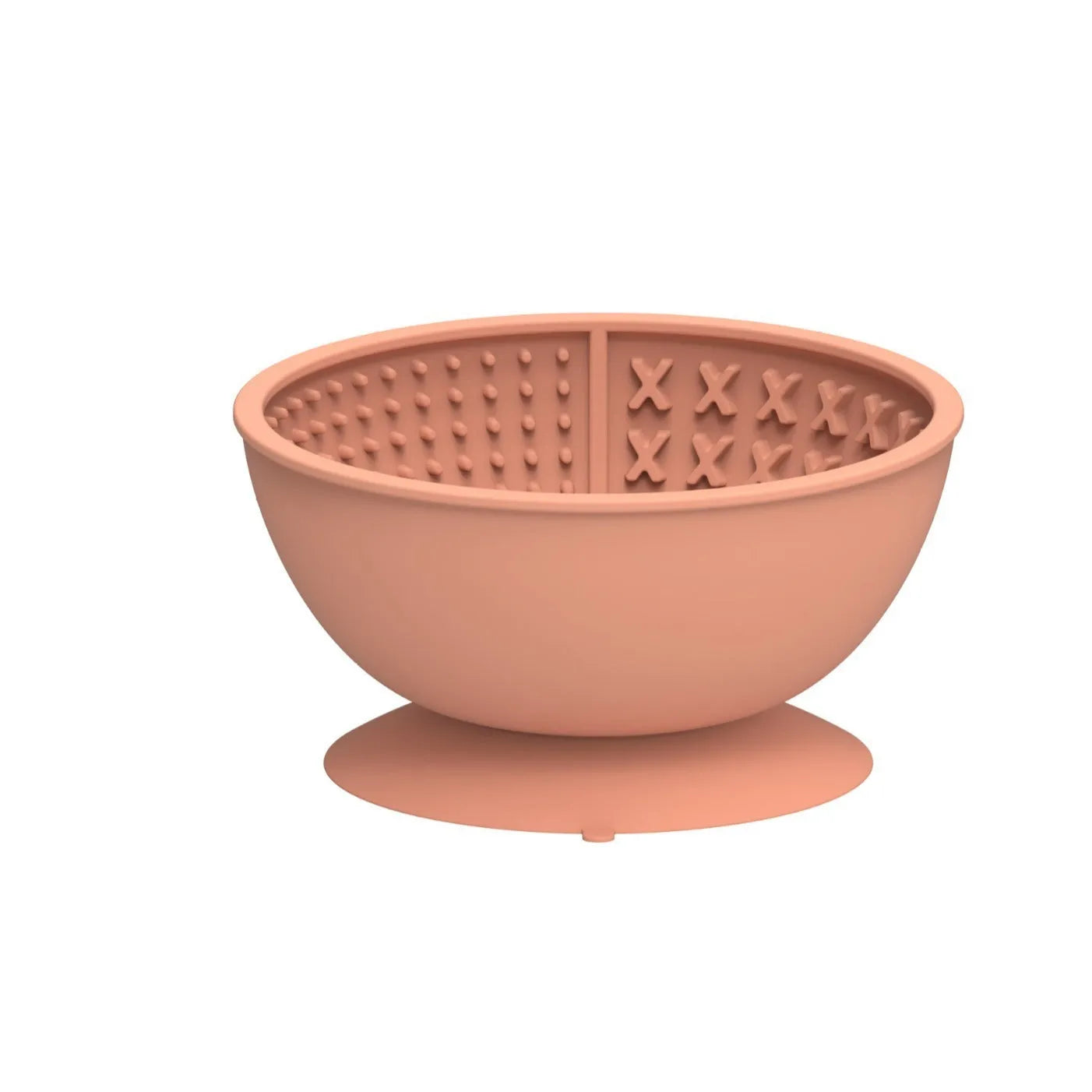Cyan pet slow feeder bowl with suction cup base and textured interior for controlled feeding