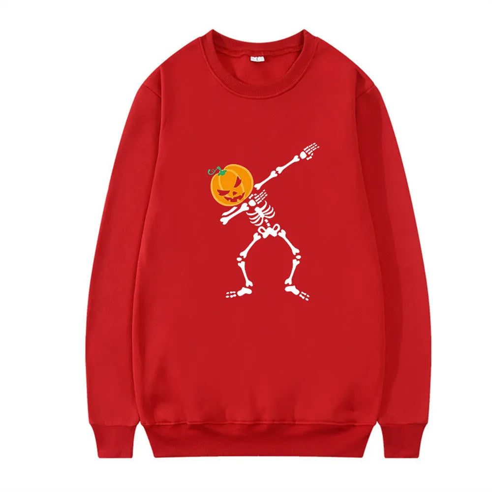 Women's printed cotton crew neck top with long sleeves in sports leisure style