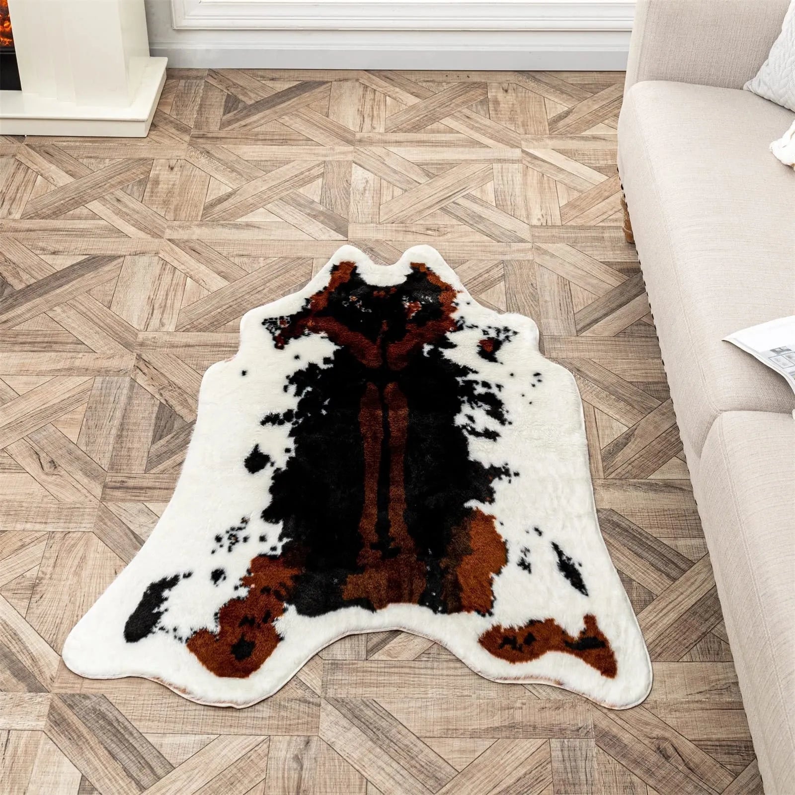 Light Luxury Floor Mat Imitation Cashmere Home Bedroom Cooling Bedside Blanket Cute Animal Print Leopard Zebra Tiger Pattern Washable Carpet Mat