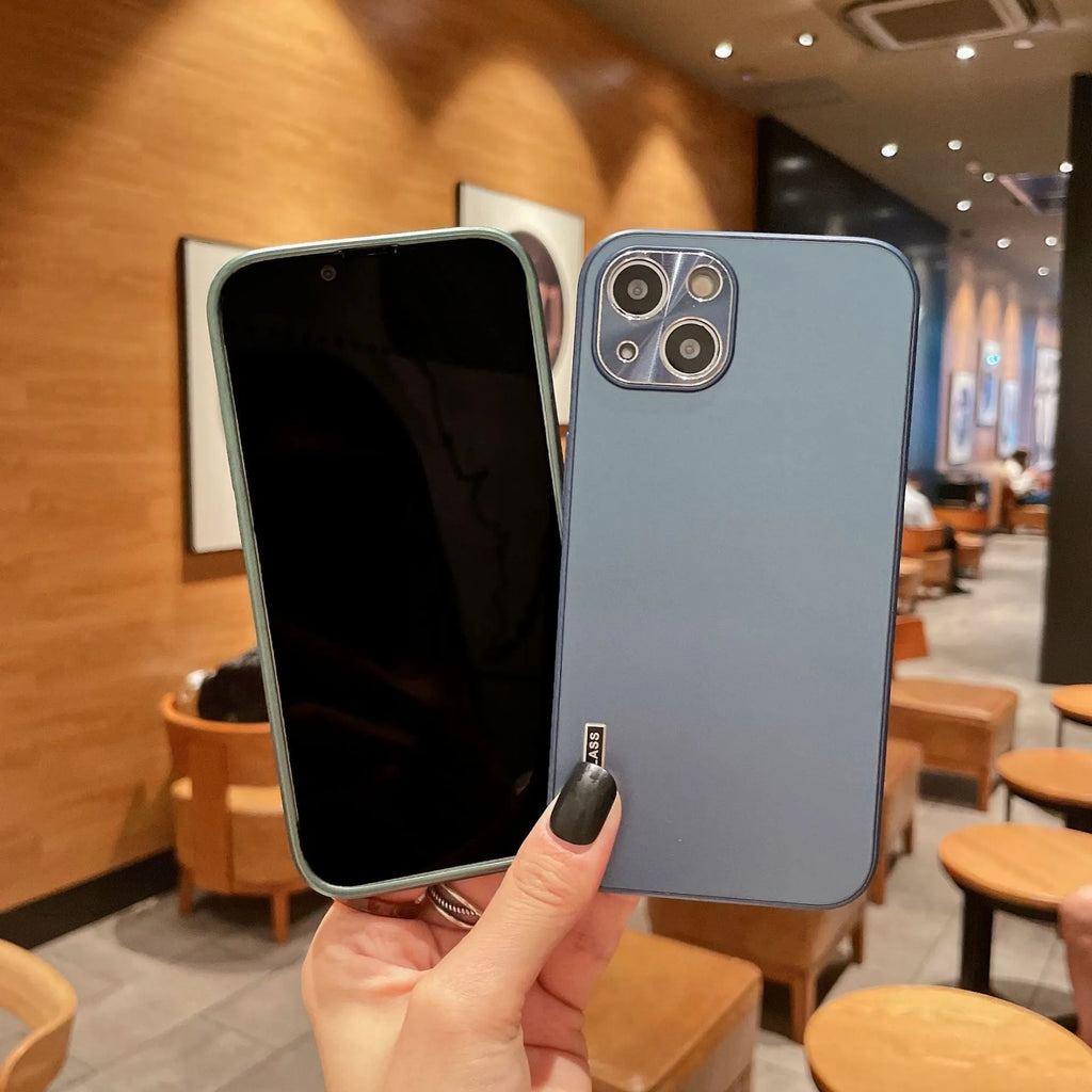 Frosted glass fine hole phone case for iPhone XSmax with metal lens in black