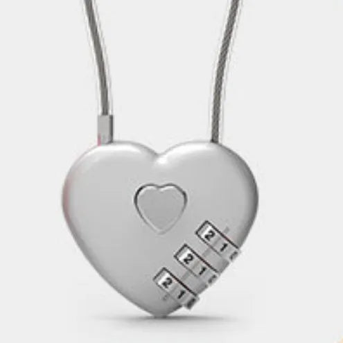 Peach heart shaped cable lock with a long steel rope in a choice of colours.