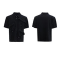 Men's deconstructed multi-collar polo shirt with geometric pattern in loose fit
