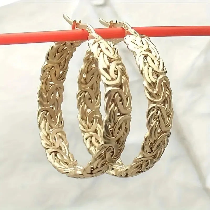 Matte brushed geometric earrings for women in picture colour made of zinc alloy with electroplating finish