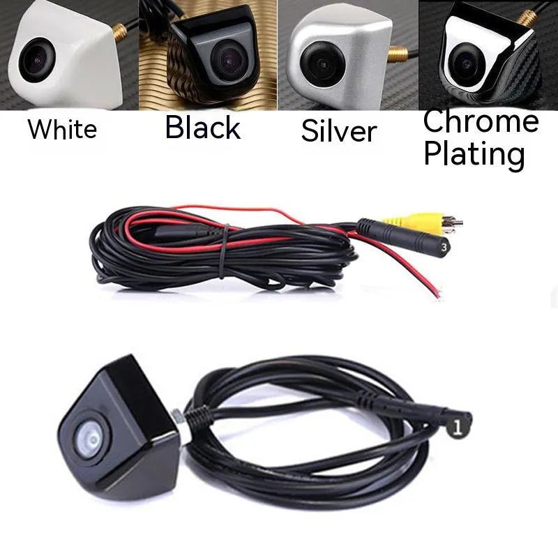 Black metal HD waterproof rearview camera for cars with screw plug-in connection.