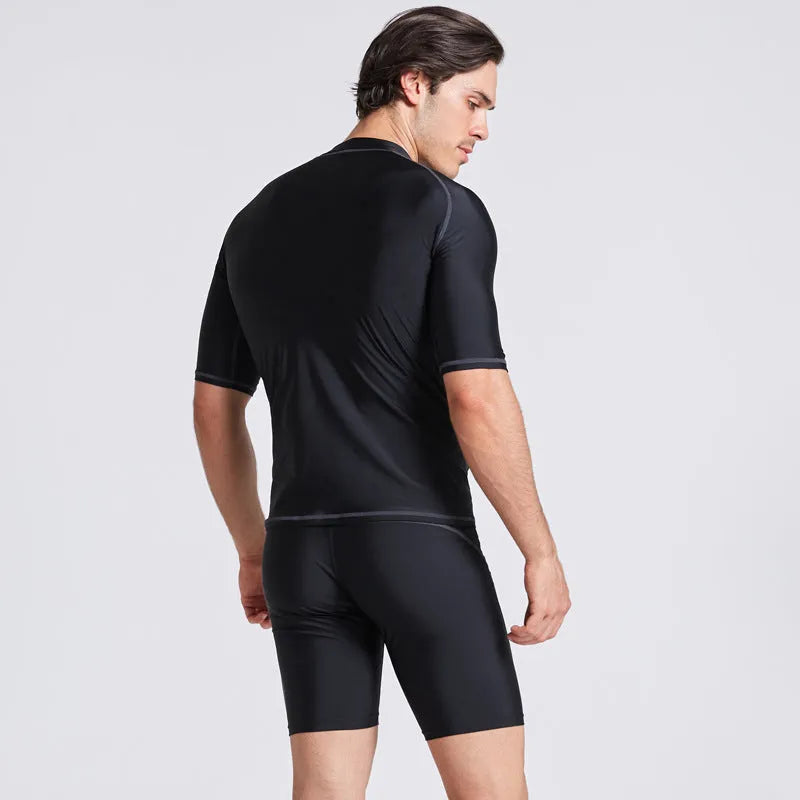 Men's half sleeve swimwear set for swimming snorkeling surfing with quick-dry nylon fabric