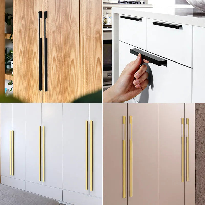 Gold coloured aluminium alloy T-shaped single hole cabinet door handle