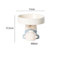 Ceramic raised pet bowl in animal design, showing wide 15cm opening and 4.92-inch elevation.